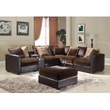 Sofá clásico en forma de L con cojín y sofá de cuero y tela Living Room